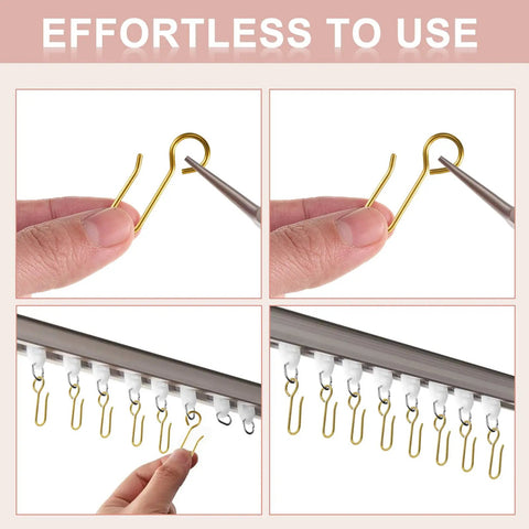 120 Pieces Gold S Shaped Curtain Track Hooks For Ceiling Drape Wire Hangers, 3.5 cm metal hooks on curtain rail