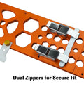 Heavy Duty Track Saw Square Guide Rail Accessory with CNC Precision and orange aluminum build, dual zippers