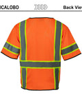 Back view of Kickass Mens High Visibility Mesh Safety Vest With Ten Functional Pockets And Zipper Front Ansi Class Three Reflective Work Gear.