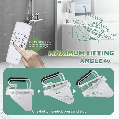 Electric Toilet Seat Booster Lifter For Seniors Adjustable 0 To 45 Degree Rise Nifty Controller with one-button control.