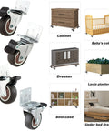 1.5 Inch Side Mount Caster Wheels Set Of 12 With Locking Swivel installation on cabinets and furniture
