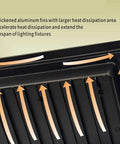 Top Shelf 10 Pack Outdoor Floodlights Featuring Kicking 400W LED Wall Spotlights showing thickened aluminum fins for heat dissipation.
