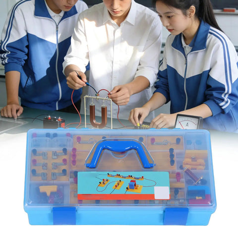 Comprehensive Physics Experiment Kit With 68 Electrical And Magnetic Experiments for Junior and Senior High Students, ammeter modules, blue storage box
