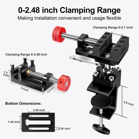 360 Degree Rotating Mini Bench Vise With Quick Release Ratchet Wrench 2.48 Inch General Purpose Table Vise for precise clamping