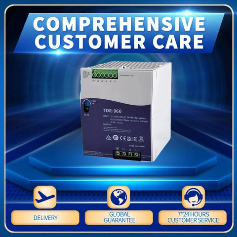 Heavy Duty 960 Watt 24 Volt 40 Amp Industrial Din Rail Power Supply Featuring Active Pfc And Smooth Three Phase 340 To 550 Vac Input for easy installation.
