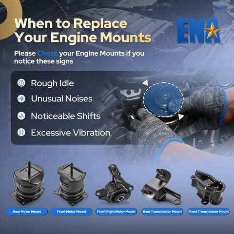 Signs for replacing Engine And Transmission Mount Set Of Five For Honda Accord 1998 1999 2000 2001 2002 with V6 3.0L and Acura TL.