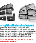 Mercedes-Benz Steering Wheel Button Cover Replacement for C Class W205 2016-2018 and GLC X253 2016-2019 black button caps set