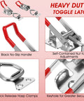 Heavy Duty Toggle Latch Clamp Set With Lock Holes, 304 Stainless Steel close-up showing adjustable latches and security features.