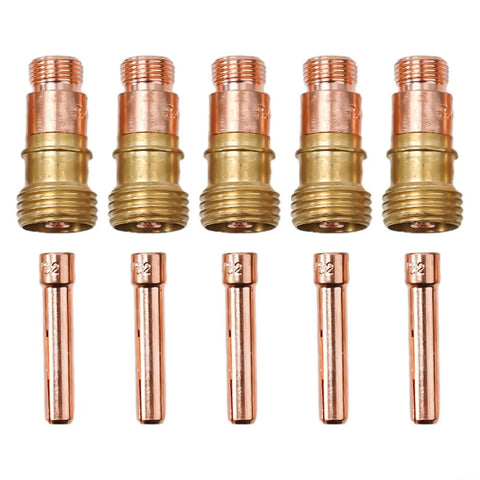 Pro Grade 10 Piece TIG Gas Lens Kit For WP-17 WP-18 WP-26 Welding Torch Includes 3/32 Inch Collets And Five Gas Lenses