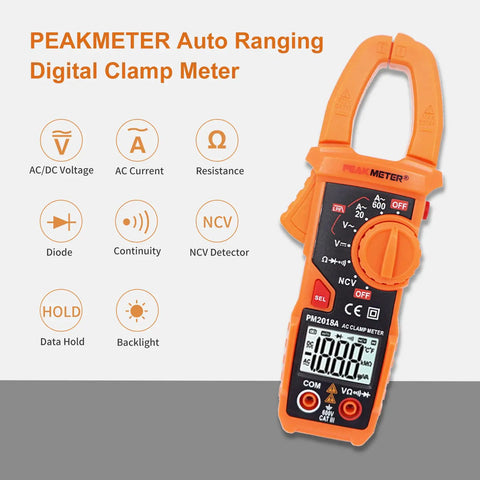 Auto Ranging Clamp Meter For Electricians, Measures AC Current Up To 600A And AC And DC Voltage Up To 600V, NCV Detection shown