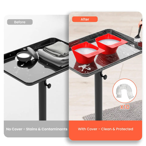 Rolling Salon Cart With Wheels Mobile Styling Station Aluminum Tray Trolley For Salon Essentials showing before and after use