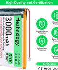 Heavy Duty 3 7V 3000mAh LiPo Battery With USB Charger Cable For Arduino ESP32 Drones And RC Cars Packs Long Lasting Power