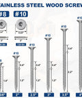 410 Grade Stainless Steel Deck Screws 150 Pack With T20 Star Drive Tough As Nails Rust Resistant Timber Screws sizes #8 and #10