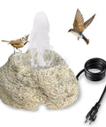 Bird Bath Fountain With 7.5W Pump, Resin Granite Rock Water Feature For Garden Patio Lawn and birds interacting