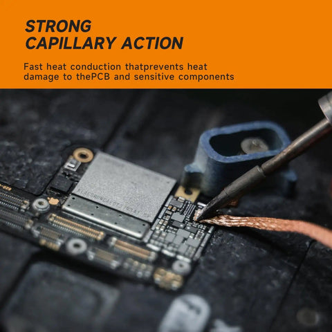 Pro Grade Desoldering Wick Braided Copper Solder Wick 10 Ft With Flux No Clean Soldering Wick Tool desoldering on PCB