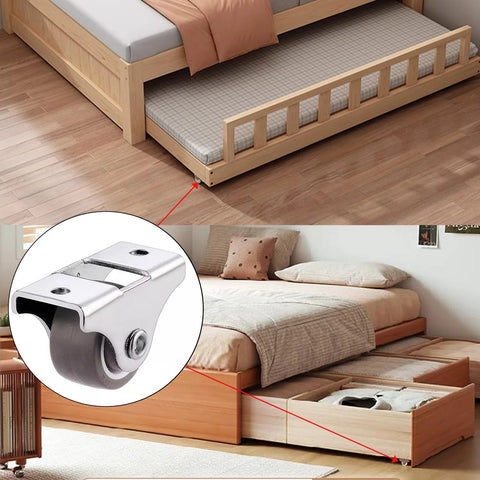 Mini 1 Inch Caster Wheels Set Of 4 With Steel Frame And TPE Rubber for easy mobility of small furniture like beds and drawers.