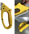 Slick Dual Purpose Flute Cutter For 4Mm Coroplast And Corrugated Plastic Panels with yellow handle for precision scoring.
