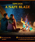 Totally Lit Color Changing Fire Packets For Fire Pits And Bonfires with couple sitting by colorful campfire in outdoor setting.