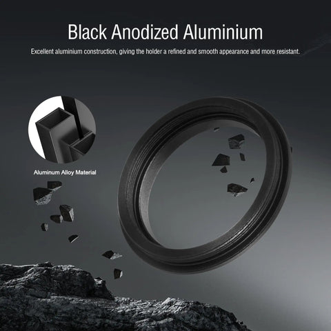 Rock Solid All Metal M48 To M42 Telescope Adapter 0.75 Pitch Aluminum Anodized, black anodized aluminum ring on rocky surface