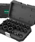 Heavy Duty 22 Piece External Torx Plus Socket Set For Tesla Ev Battery Swaps And Street Build Ups 1 4 3 8 1 2 Inch Drives Knuckle Bashin Chrome V Steel Kit in storage case.