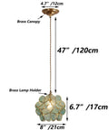 Petals Tiffany Style Stained Glass Ceiling Pendant Light with eight inch lampshade in textured aqua blue cherry blossom finish