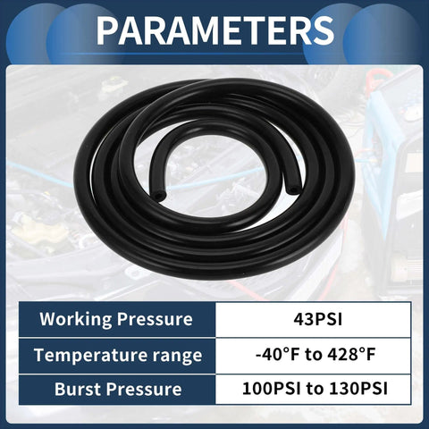Silicone Vacuum Tubing Hose For Automotive High Temperature Black Hella Durable 6.6 Feet Long 3 Sixteenth Inch Inner Diameter