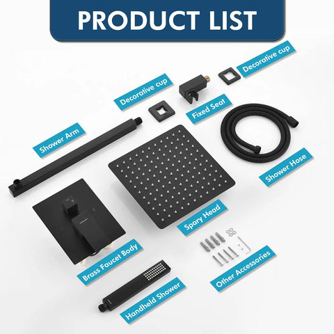 10 Inch Overhead Rain Shower System With Handheld Sprayer Luxury Matte Black Shower Faucet Set Valve Included Modern Mixer
