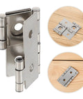 Vintage Iron Square Hinges Set For Furniture And Cabinets, Stable Flat Hinges With Easy Install on wooden board