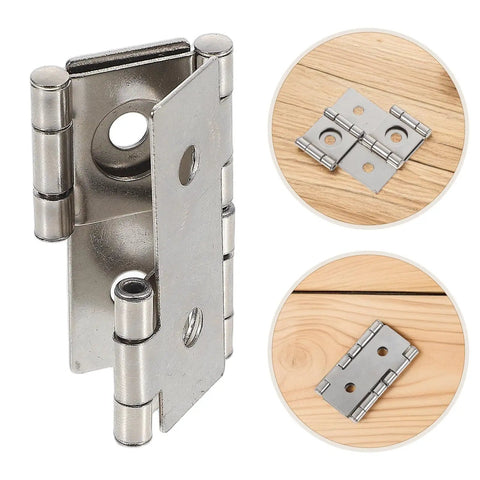 Vintage Iron Square Hinges Set For Furniture And Cabinets, Stable Flat Hinges With Easy Install on wooden board
