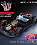 High Speed 1 24 Scale RC Drift Car With 4WD 20 Km Per Hour Top Speed LED Lights Dual Batteries chassis and shock absorbers