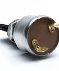 Close-up of Heavy Duty Starter Ignition Key Switch for EZGO electric golf carts, showing two prongs and metal body