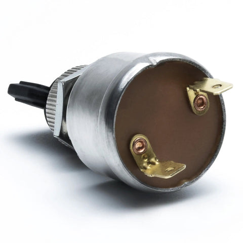 Close-up of Heavy Duty Starter Ignition Key Switch for EZGO electric golf carts, showing two prongs and metal body