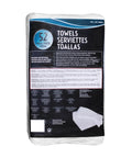 All Cotton Heavyweight Ring Spun Terry Towels White 14 By 17 Inches 52 Count Bulk Pack in packaging view for cleaning.