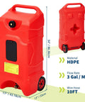 Upgraded 16 Gallon Gas Tank Caddy With Heavy Duty HDPE Construction Manual Transfer Pump 10 Foot Hose Portable Gas Can On Casters Leak Proof Fuel Reservoir For Lawn Mowers Tractors Boats And Snow Blowers