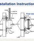 Installation instructions for 1 Set Heavy Duty T Post Gate Hinge Pins Made From Solid Steel Farm Gate Hanger Hardware