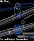 Surf Fishing Rod And Reel Combo 4 Piece MH Heavy Saltwater Performance Gear with guide ring and spigot ferrule cap detail