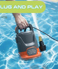 Heavy Duty 1HP Submersible Sump Pump Churning Out A Hefty 3700 Gph Flow Through Thermoplastic Housing for pool drainage.