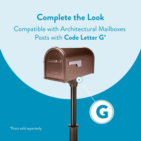 Hillsborough Heavy Duty Copper Post Mounted Mailbox For Outdoor Use With Rust Resistant Steel Construction