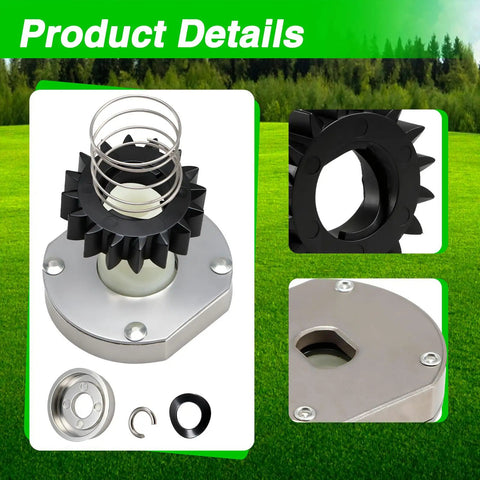 Starter Drive Kit With 16 Teeth Drive Gear That Fits Briggs And Stratton Stens Rotary Engines And Lawn Tractors Replacement Part Numbers 497606 696541 435 859 9854 showing gears and clutch components