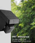 Solar Panel Charging Mount For Blink Outdoor 4th Gen And XT3 XT2 Cameras IP67 Weatherproof with rain cover attached to wall.