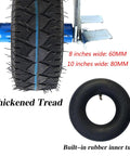 Heavy Duty Rubber Caster Wheels Set Of Four With Reliable Parking Brakes And True 360 Swivel Plates For Rolling Tool Boxes And Home Furniture Rolls Smooth On Any Surface, showcasing thickened tread and inner tube.