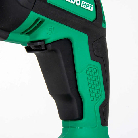 Close-up of handle on Cordless Drywall Screw Gun Kit With 18V MultiVolt Power Two 2.0Ah Batteries Charger And Bag.