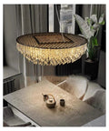 Modern LED Pendant Chandelier for Living Room and Dining Room with Remote Dimming, Diameter 100 cm, hanging over table
