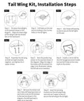 Installation guide for Tail Wing Spoiler For GoKart Pro And Pro2 Kits, showing step-by-step diagram with illustrations.