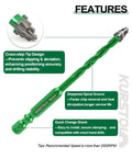 KURSTOL 10-piece serrated masonry drill bit set, green-coated twist bits with cross-step tip, sizes 1/4–1/2 in