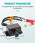 Universal Car Amplifier RCA Level Controller With Dope Bass Control Knob And Sub Amp Volume Cable dimensions.