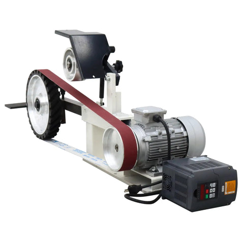 Heavy Duty Belt Sander With Variable Speed Control For Knives And Cutting Tools includes motor and grit belt for polishing.