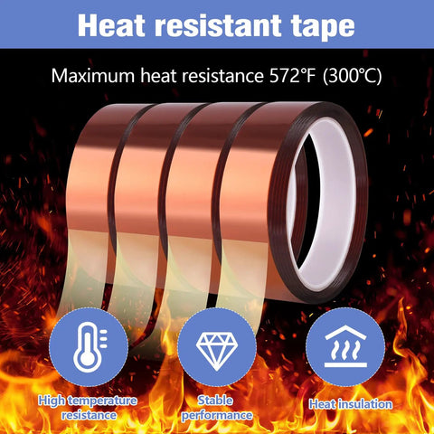 Four Rolls 20mm by 25m Heat Resistant Sublimation Tape For Heat Press And Soldering, No Residue, Awesome For Coffee Cups And Mug Printing, 82 Ft Per Roll, High Temp Transfer Tape For DIY Sublimation Projects in front of flames