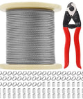Stainless Steel Wire Rope One Eighth Inch Cable 328 Feet With Cutter 7x7 Construction Includes 50 Crimping Sleeves and 50 Thimbles
