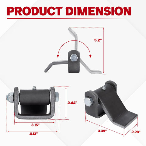 Heavy Duty Steel Dump Trailer Hinge dimensions showing size specifications for optimum fit on flatbeds and gates.